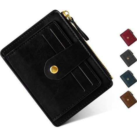 Petit porte-monnaie en cuir PU pour femme avec blocage RFID (noir)