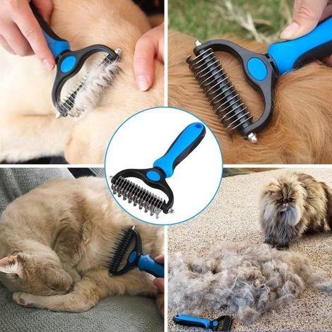 Brosse Chien Brosse Chat, Peigne Déméloir Chien Professionnel et Brosse Chien Poil Long, Râteau de Toilettage pour Chien et Chat (1/4)