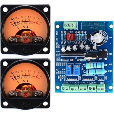 Lot de 2 panneaux de compteur VU avec affichage analogique, éclairage rétroéclairé et carte pilote pour test et mesure du niveau audio (1/5)