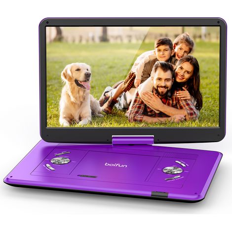 Lecteur DVD Portable 17,5'' avec Grand Écran HD 15,6", Batterie 6h Rechargeable, USB/Carte SD, Synchronisation TV, Pour Enfants (1/5)