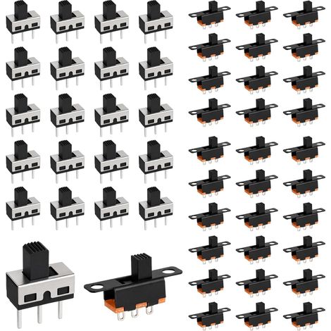 50 Mini-Interrupteurs SS12D10 SS12F15, Micro-Interrupteurs SPDT 3 Broches 2 Positions, Mini Bouton Poussoir, Montage Vertical et Panneau, pour Projets Électroniques, Audio et Jouets (1/5)