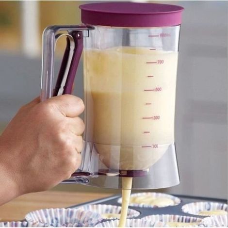 Machine à pâtes manuelle,Distributeur de pâtes à gâteaux Outil de cuisson, capacité de 900ml crêpes Muffin Cupcakes carafe à (1/4)