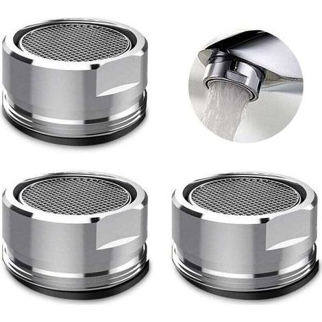 3 Pièces Mousseur Robinet, Aerateur Robinet Filtre Robinet avec Joint D'étanchéité Pour Cuisine, Salle de Bain - Argent (Diamètre extérieur 24MM)-Fei Yu (1/4)