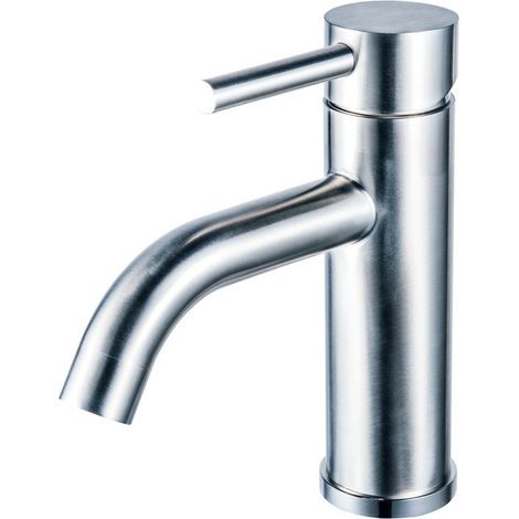 Miscelatore lavabo inox linea curva finitura satinata KAM- ARTE SATINATO kamalu