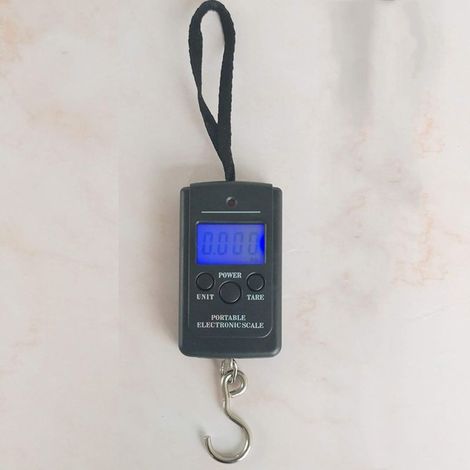 Pèse-personne portable avec écran LCD rétroéclairé 40 kg Balance électronique Pèse-bagages (noir) (1/5)
