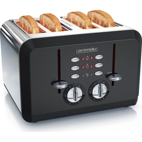Arendo - Automatik Toaster 4 Scheiben in Edelstahl - bis zu vier Sandwich und Toast-Scheiben - Bräunungsgrad 1-6 - Aufwärm- und Auftaufunktion (1/5)