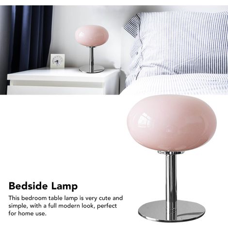 Lampe de table INS Glass Bauhaus Macaron, lampe enfant, lampe de chevet, décoration tendance, style girly, interrupteur à bouton USB, nouvelle lampe ronde rose avec base fine (1/5)