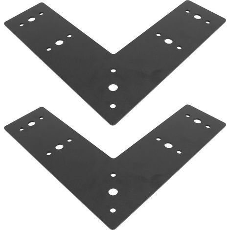 Équerre plate en L acier carbone thermolaquée noire, support angle droit plaque réparation meubles maison (1/5)