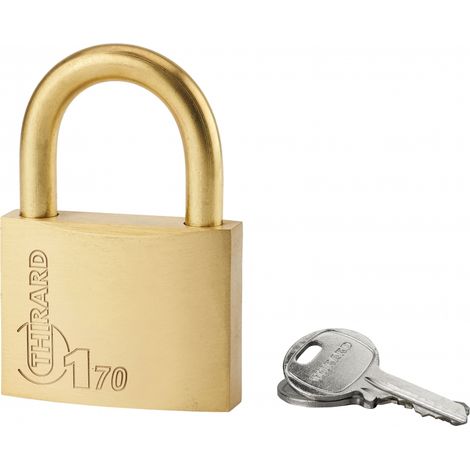 Lucchetto a chiave Tipo 1, ottone, esterno, arco in ottone, 70mm, 2 chiavi - THIRARD