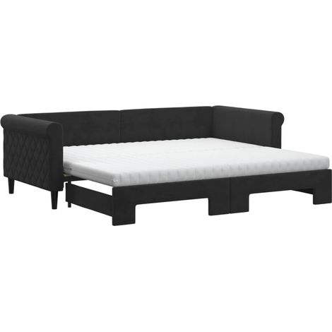 Maison Exclusive - Lit de jour avec gigogne et matelas noir 90x200 cm velours
