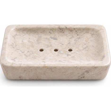 Porte-savon carré en marbre naturel avec gouttière - Prolonge la durée de vie de votre savon de manière hygiénique (1/5)