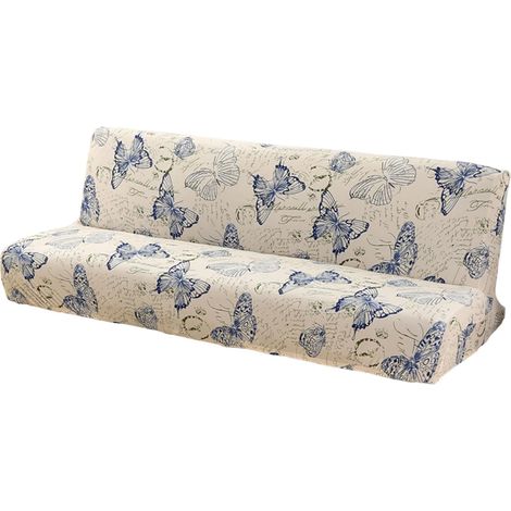 Funda para futón sin brazos, funda elástica plegable para sofá cama con parte inferior elástica estampada.