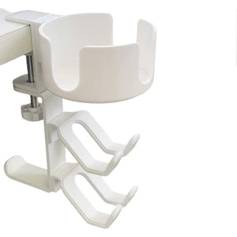 Porte-gobelet de bureau, support multifonctionnel pour casque et manette de jeu, étagère de rangement de bureau, adapté aux casques et manettes de jeu des joueurs sur ordinateur. (1/5)