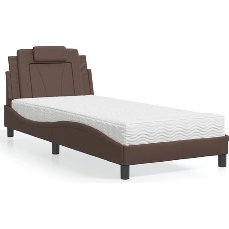 Cama Viana con colchón cuero sintético marrón 80x200 cm vidaXL (1/5)