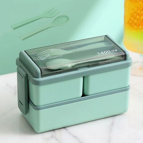 Récipient de stockage des aliments pour enfants, boîte à lunch micro-ondes, boîte à bento vert (1/4)
