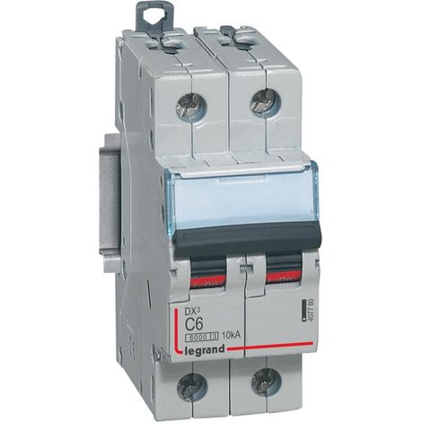 407780 Disjoncteur Bipolaire 6a - 2p Courbe C - 6/10ka - à Vis - Legrand Dx3