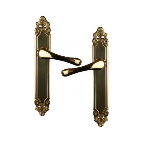 Ouvre&Déco – Poignée de porte intérieure laiton poli/satiné – Plaque ronde 40x250mm – Entraxe 195mm – Bec de cane sans serrure