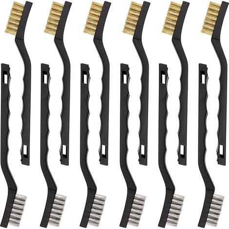 12 Mini-Drahtbürsten aus Edelstahl und Messing