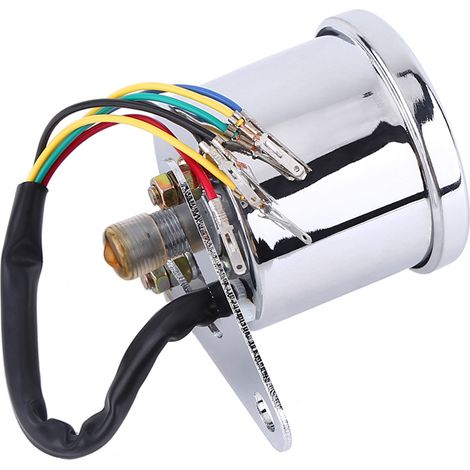 Compteur kilométrique et compte-tours à LED unique pour moto (boîtier argenté, cadran blanc) (1/5)