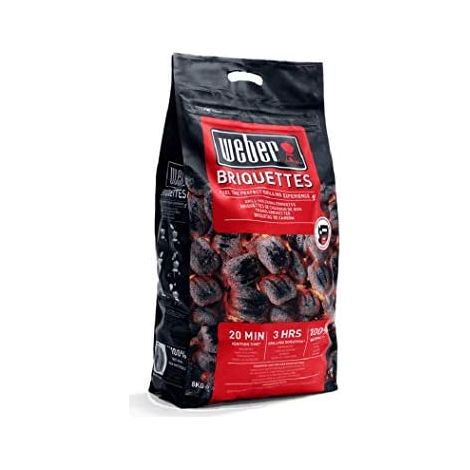 Weber – Sac de briquettes de charbon de bois dur 8kg – Combustion prolongée et chaleur optimale – 17591