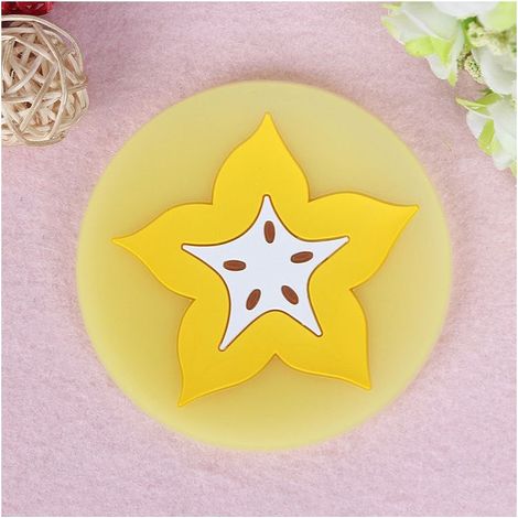 Sous-verres en silicone pour boissons, napperon en silicone, porte-gobelet en forme de fruit, napperon résistant à la chaleur pour tasse (Carambole) 5pcs (1/5)