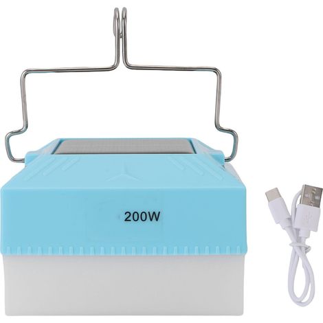 Lanterne LED Camping Rechargeable Solaire Portable Lumière Blanche 6500K Mode SOS Batterie 2400mAh Crochet Suspension ABS (1/5)