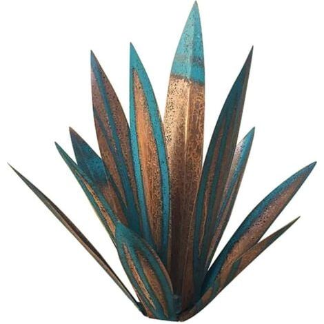 Sculpture d'agave Bleue rustique 35cm– Statue Art déco, décoration d'intérieur, statue de jardin, ornement de pelouse, piquet de jardin, plante d'agave en métal pour patio extérieur (1/5)