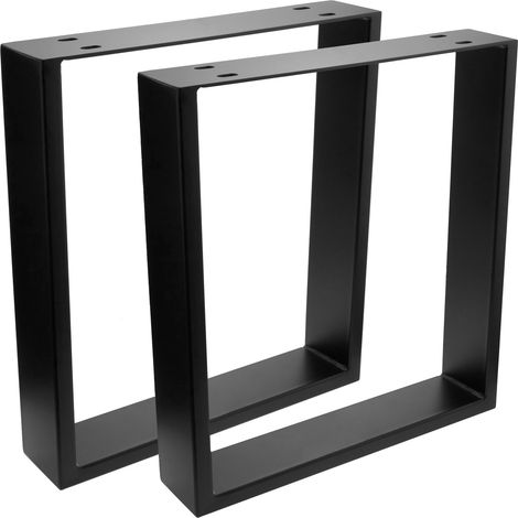 PrimeMatik - Pieds rectangulaire de petite table et banc en acier 400 x 80 x 430 mm 2-pack, tubes 80 x 20 mm (1/5)