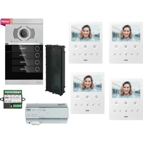 KIT VIDEOCITOFONO URMET VOG5 4 FAMIGLIE VIVAVOCE ALPHA INCASSO 1760/6