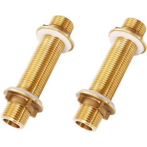 2 PièCes G1/2 Raccord Cloison En Laiton, 10 Cm MâLe Tube Fileté Raccord Tuyau, Pour Les Robinets, Les Tonneaux D'Eau Pluie, Les RéServoirs D'Eau, Les ChâTeaux D'Eau Et Les Pompes à Eau (G1/2, 10CM) (1/5)