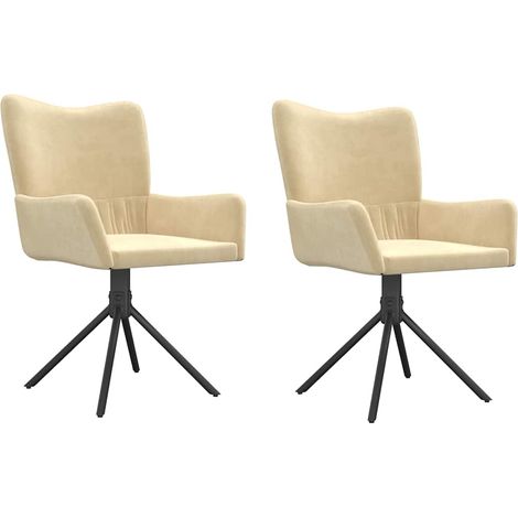 vidaXL Sillas de comedor giratorias 2 uds terciopelo crema (1/2)