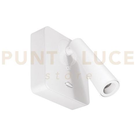 GAP590 APPLIQUE A PARETE IN ALLUMINIO CON SPOT ORIENTABILE 1 LUCE ATTACCO QUADRATO LED 3000K 180LM 3W BIANCO SATINATO