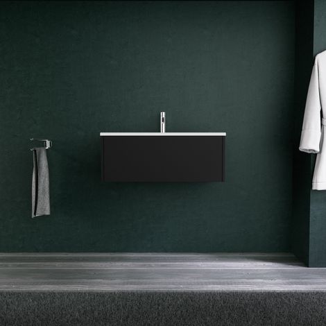 Inda - Mobile bagno L.80 con lavabo opaco / Nero opaco 1 cassetto