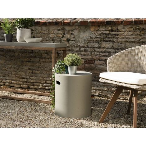 HECTOR - Table d'appoint de jardin ronde 40x40 cm béton gris (1/4)