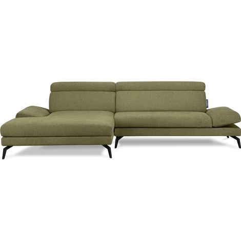 KONSIMO RENAR Ecksofa Modern, 4 Sitzer, bewegliche Kopfstütze, Grün (1/5)