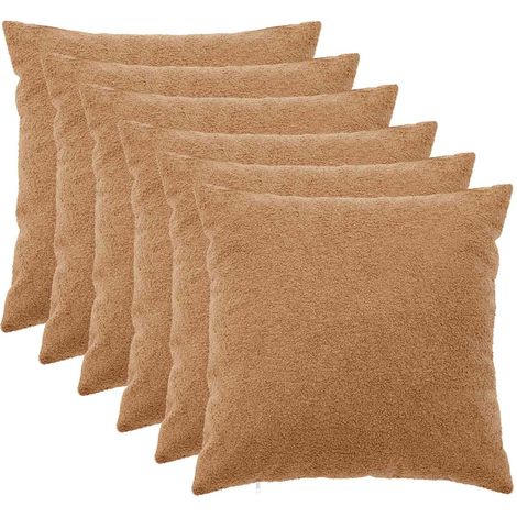 vidaXL Housse de coussin 6 pcs HEERLEN Beige 55 x 55 cm Bouclé - maison aménagement maison
