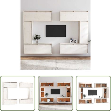 Armoire suspendue - Meubles TV 6 pcs Blanc Bois massif de pin (1/5)
