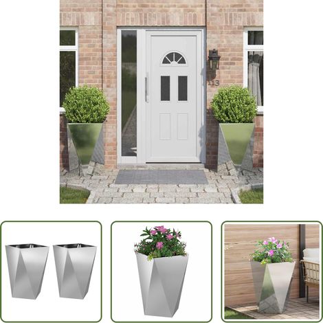 Terrassenpflanzer - Pflanzkübel 2 pcs Silber 50 x 50 x 75 cm Verzinkter Stahl (1/5)