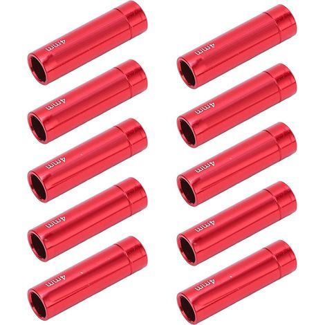 Lot de 10 embouts de câble de dérailleur en alliage d'aluminium, 4 mm, pour vélo de route et VTT, rouge (1/5)