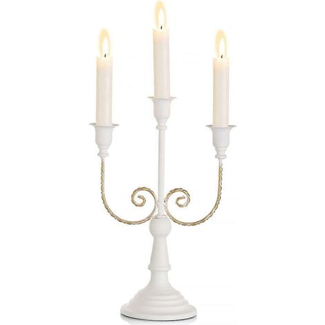 Bougeoirs coniques blancs - Lot de 3 bougeoirs pour centres de table de mariage