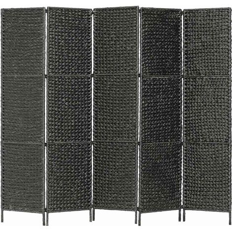 vidaXL Biombo divisor 5 paneles jacinto de agua negro 193x160 cm (1/5)