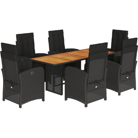 Ensemble à manger de jardin coussins 7pcs Noir Résine tressée (1/5)