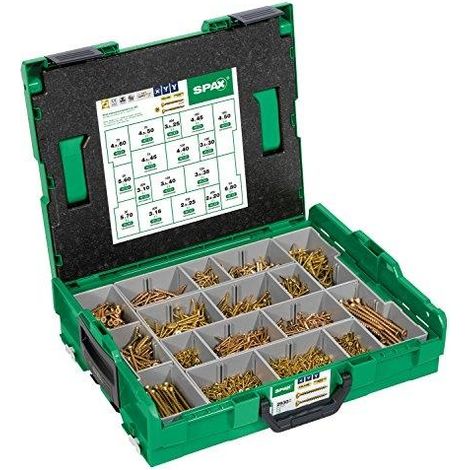 Spax Kit de tornillos 2930 piezas maletín amarillo resistente