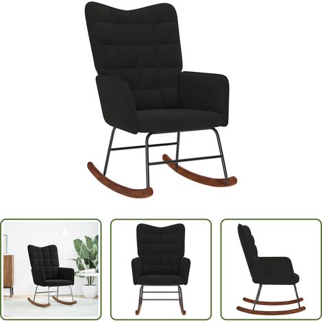 vidaXL Fauteuil de repos - Chaise à bascule Noir Velours (1/5)