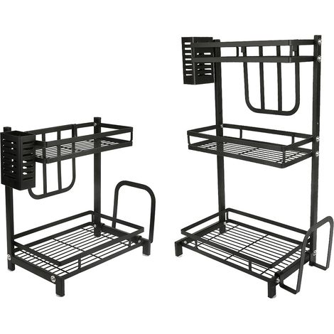 Étagère à Epice -2 Niveaux -Stockage d'assaisonnement Acier Inoxydable -37.7X23.4X41.5cm -Noir (1/5)