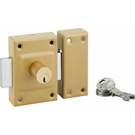 Verrou double entrée Etendard 40mm – Acier époxy bronze – 3 clés – Sécurité 3/10 pour porte d'entrée vitrée (1/5)