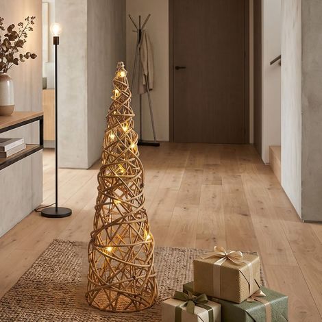 Árbol de Navidad LED Dorado 75cm, Diseño Moderno con 30 Luces Cálidas