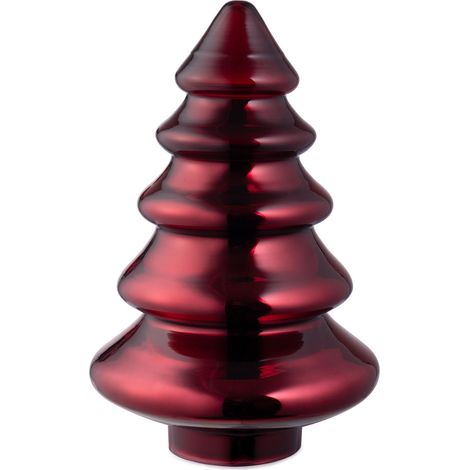 ALBERO DI NATALE STILIZZATO ROSSO VETRO METALLIZZATO LUCIDO DA TAVOLO BIZZOTTO