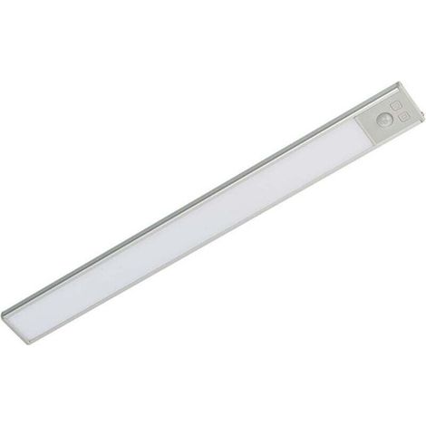 Éclairage LED sous meuble cuisine 20 cm, rechargeable 1500 mAh, 6500 K, intensité variable, détecteur mouvement, lot de 2, argent Ortviai (1/4)