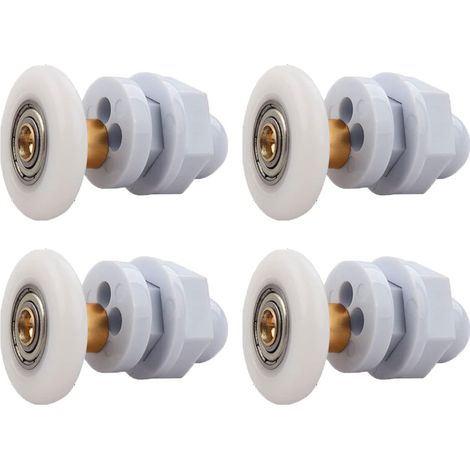 (27MM) Roulettes Porte de Douche, 4 Pièces Roulette Porte Coulissante Douche en Laiton, Roulette Porte Coulissante (1/5)